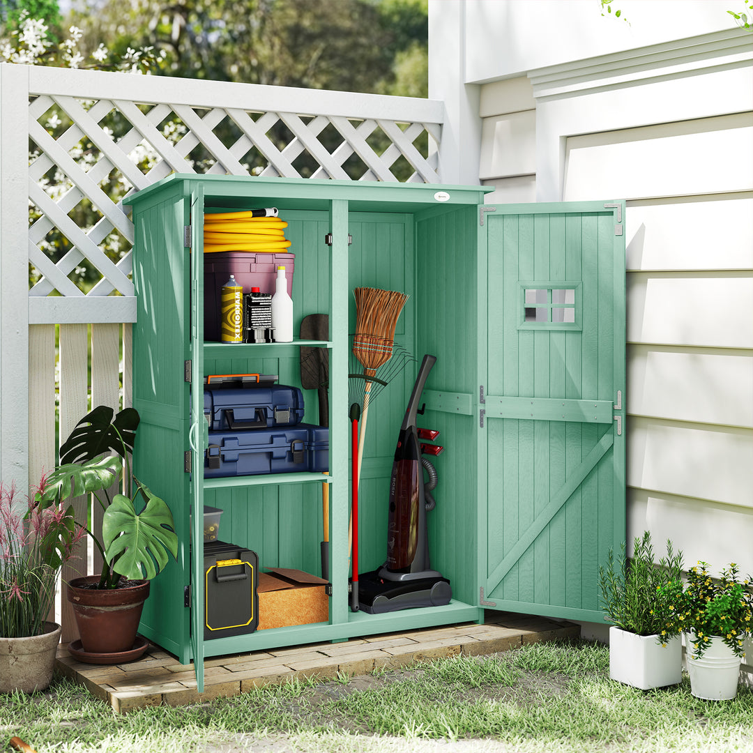 Wooden Garden Shed with Two Windows, Tool Storage Cabinet, Outdoor Dou
