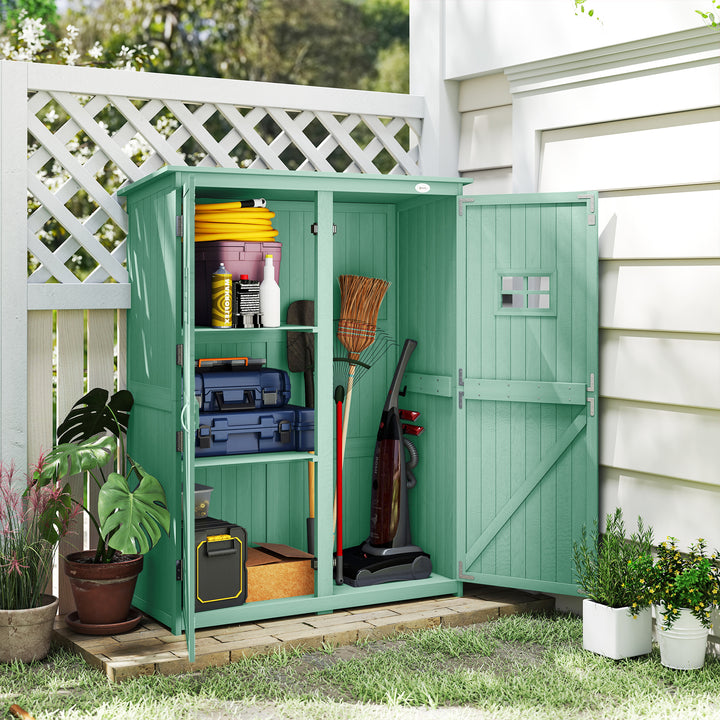 Wooden Garden Shed with Two Windows, Tool Storage Cabinet, Outdoor Dou