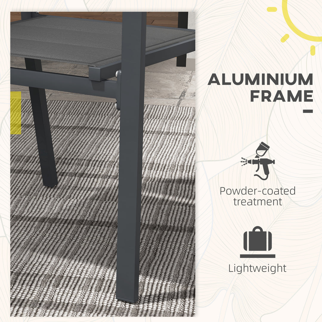 Set of Two Aluminium Stacking Garden Chairs - Dark Grey