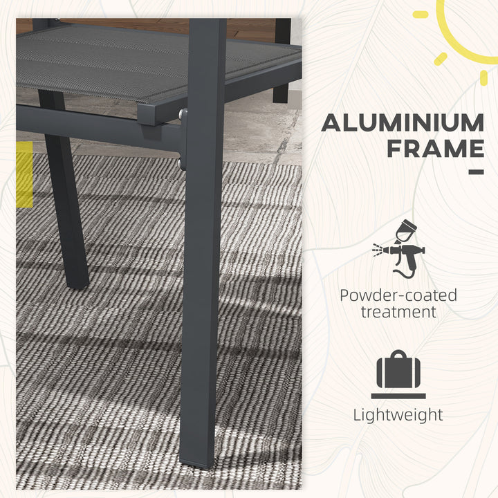 Set of Two Aluminium Stacking Garden Chairs - Dark Grey