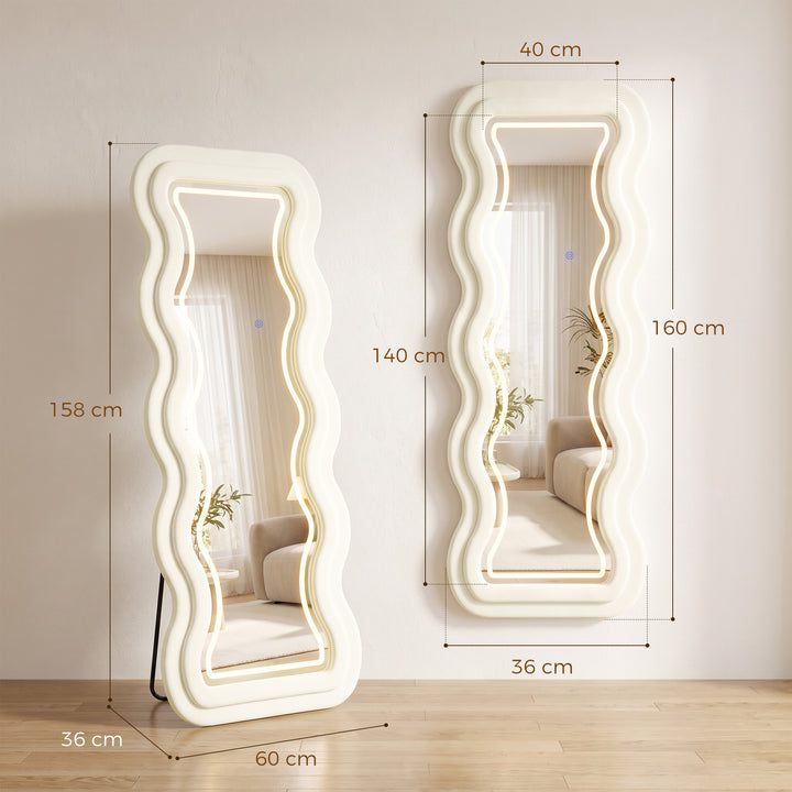 Full Length Mirror, 160 x 60 cm Wavy Full Body Wall Standing Mirror - view 3