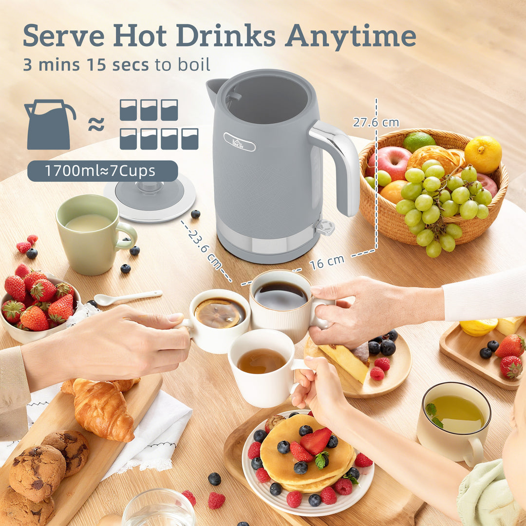 MCL Sleek Textured Kettle and Toaster Set - Grey