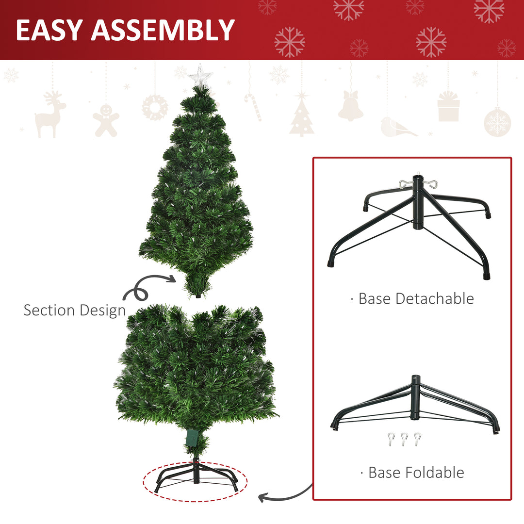 MCL 5FT Pre-Lit Artificial Christmas Tree w/ Lights Star Topper Metal Base Home Seasonal Decoration