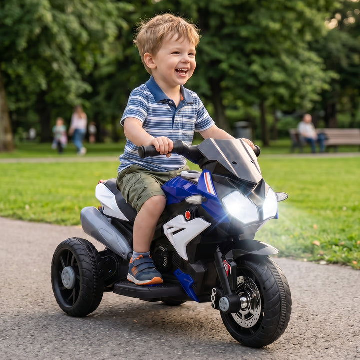 Kids Electric Motorcycle, 6V Ride on Motorcycle with 3 Wheels, LED Hea