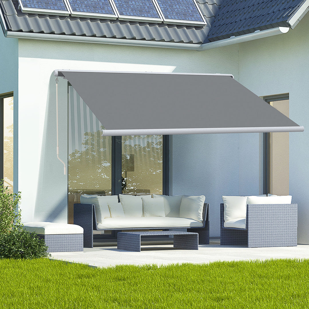 4x3m Full Cassette Electric/Manual Retractable Awning with Remote Controller, Sun Canopies for Patio Door Window with Remote Controller, Grey