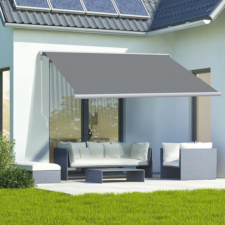 4x3m Full Cassette Electric/Manual Retractable Awning with Remote Controller, Sun Canopies for Patio Door Window with Remote Controller, Grey