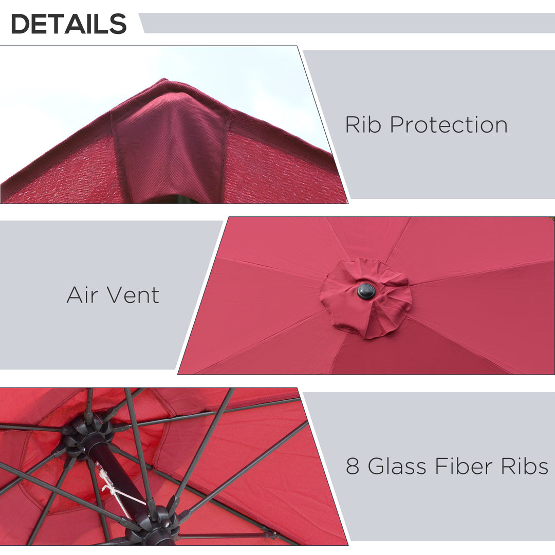 Outsunny Large Garden Umbrella Parasol, 2.6M Wide, UV Protection, Easy Open, Vibrant Red