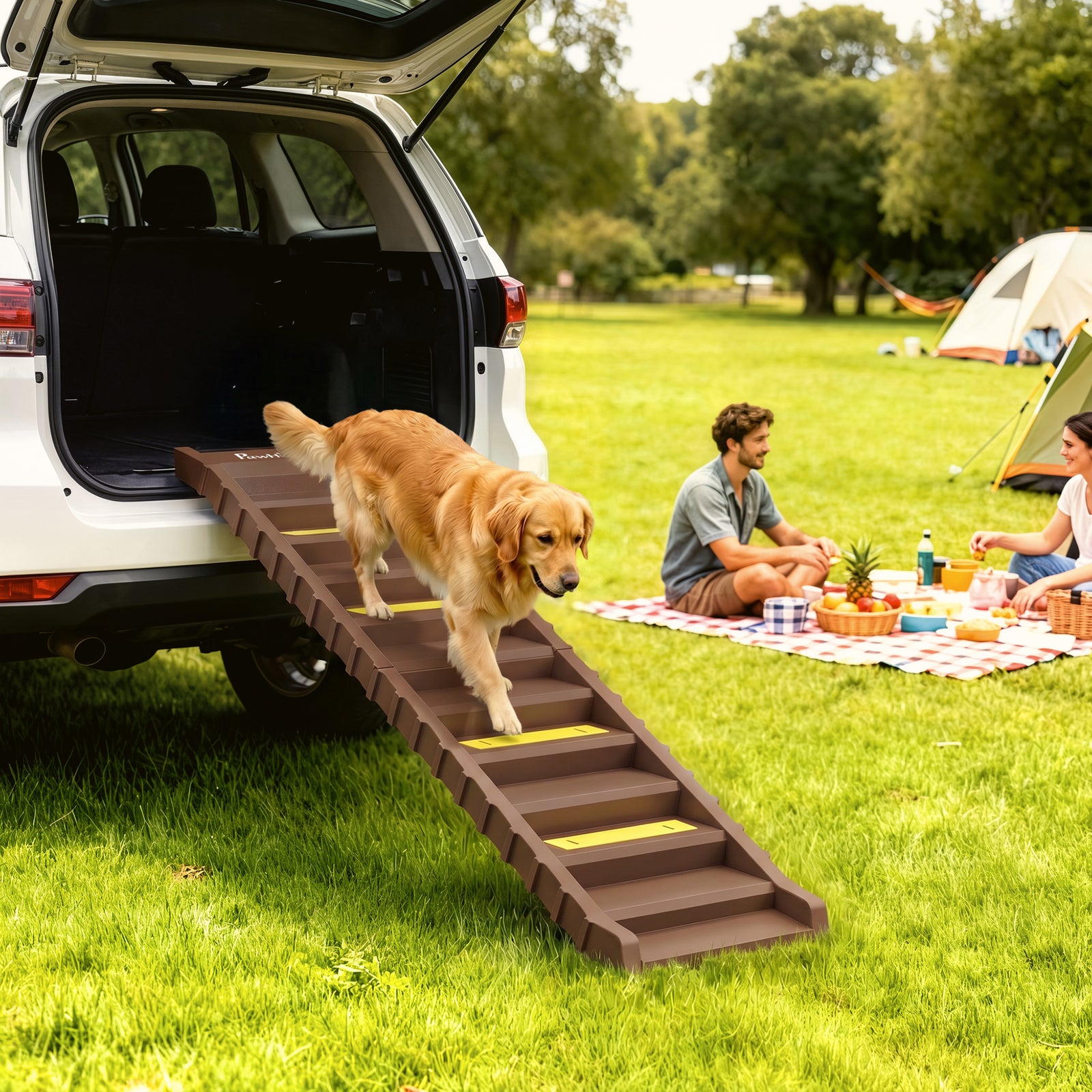 Dog Car Ramp with Anti-Slip Steps, 10-Steps Pet Stairs for Pets to Acc
