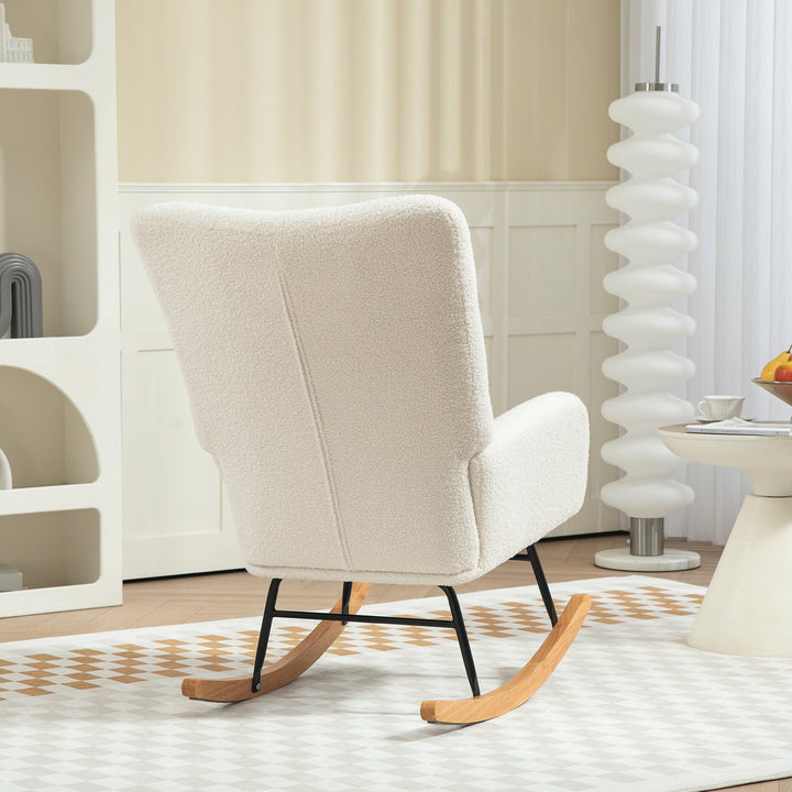 Teddy Fleece Rocking Chair - Cream White