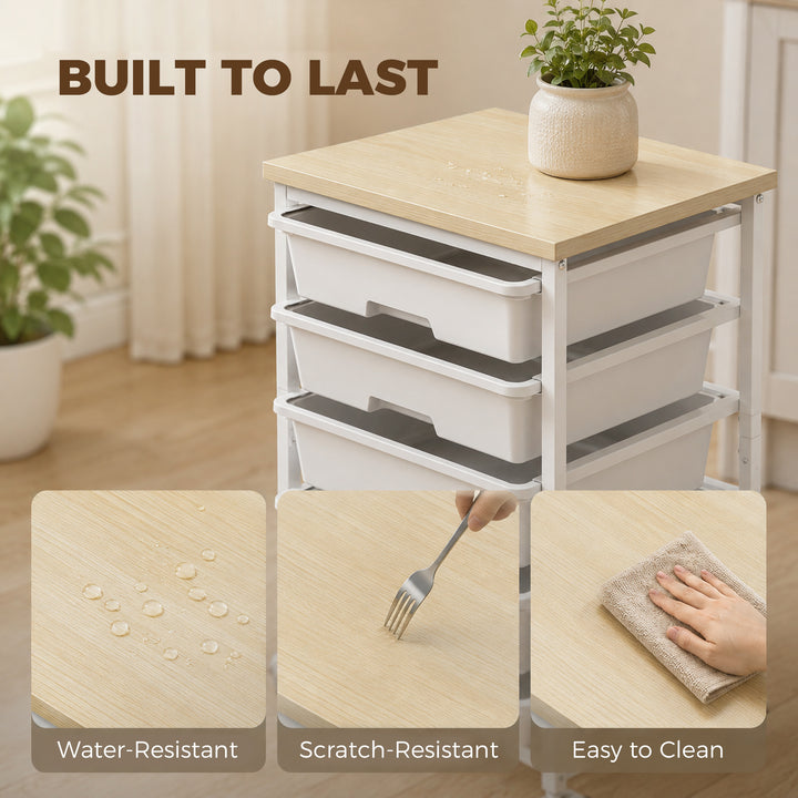 6-Tier Storage Trolley on Wheels, Metal Kitchen Rolling Cart with 5 Pu