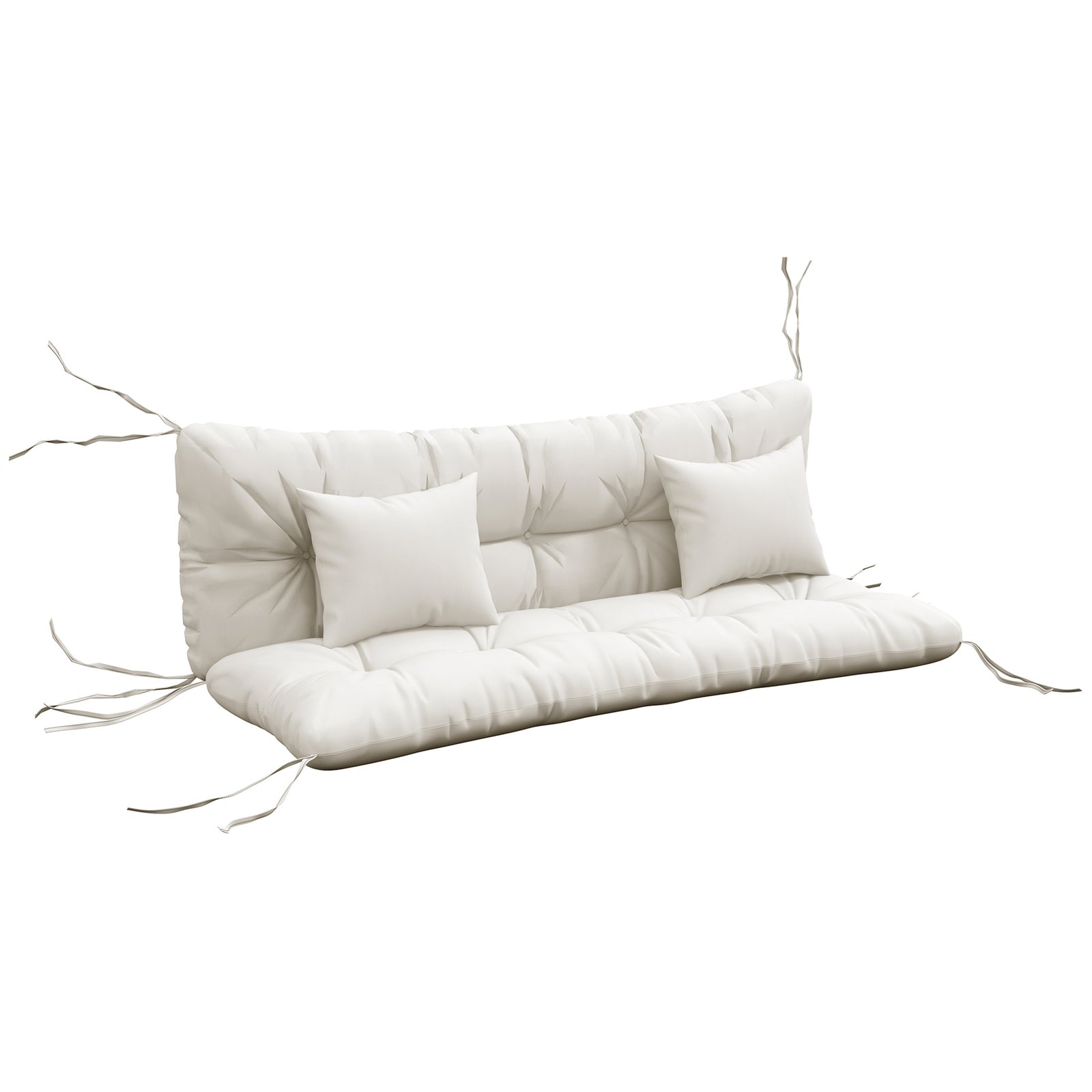 Back and Seat Cushion Replacement with 2 Pillows, Patio Chair Cushions Set with Ties, White