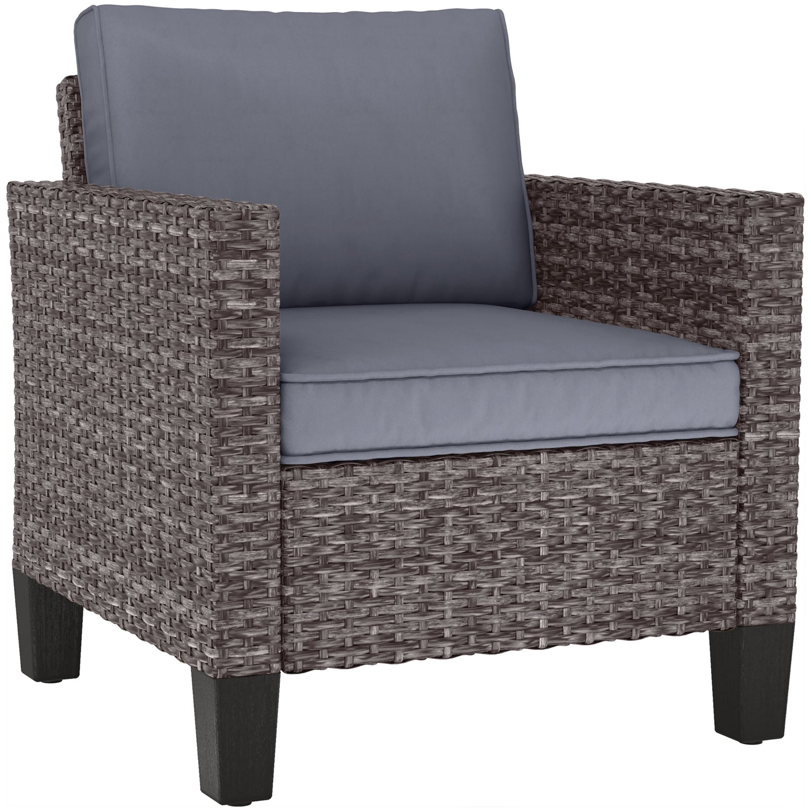 Single Rattan Armchair, with Cushions - Mixed Grey