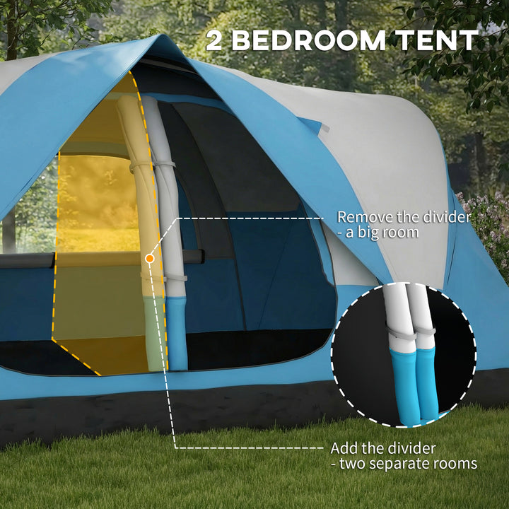 Camping Tent for 6 Man with 2000mm Water Resistant Rainfly and Carry B