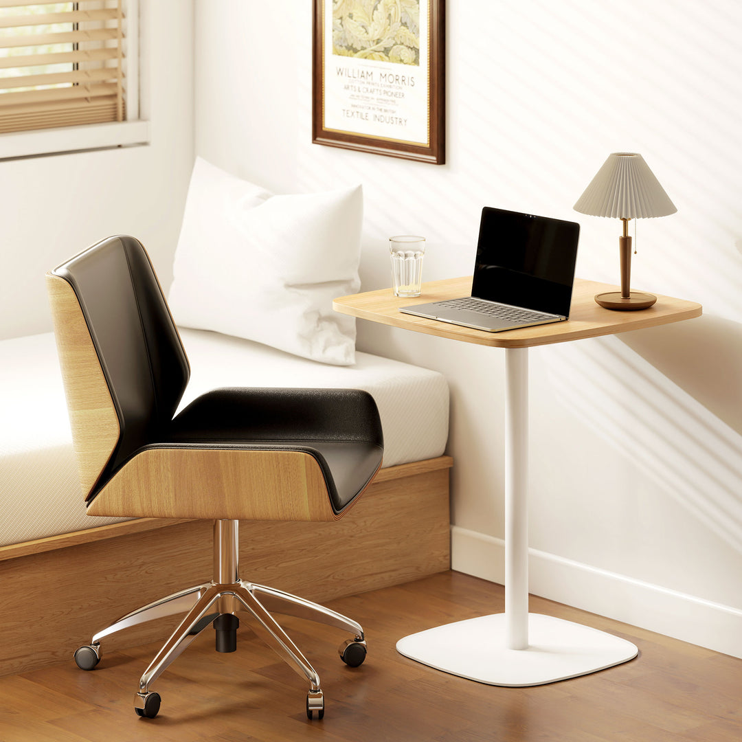 Small Dining Table, 60 cm Square Kitchen Table with Wood-veneer Top and Steel Base