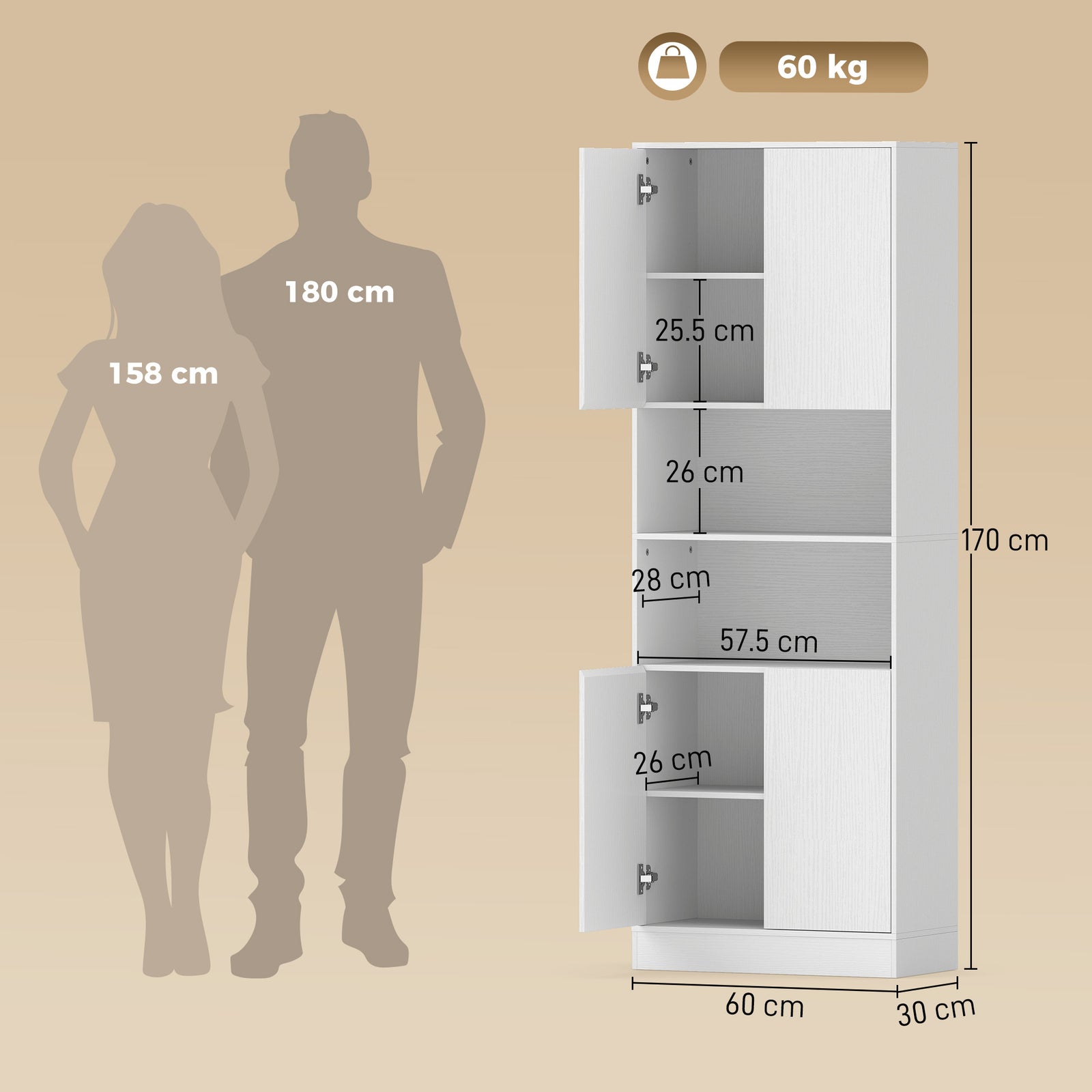 170 cm Kitchen Pantry Cabinet, Freestanding Storage Cabinet with Soft-