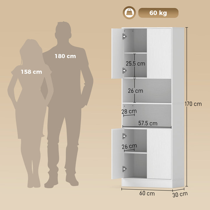 170 cm Kitchen Pantry Cabinet, Freestanding Storage Cabinet with Soft-