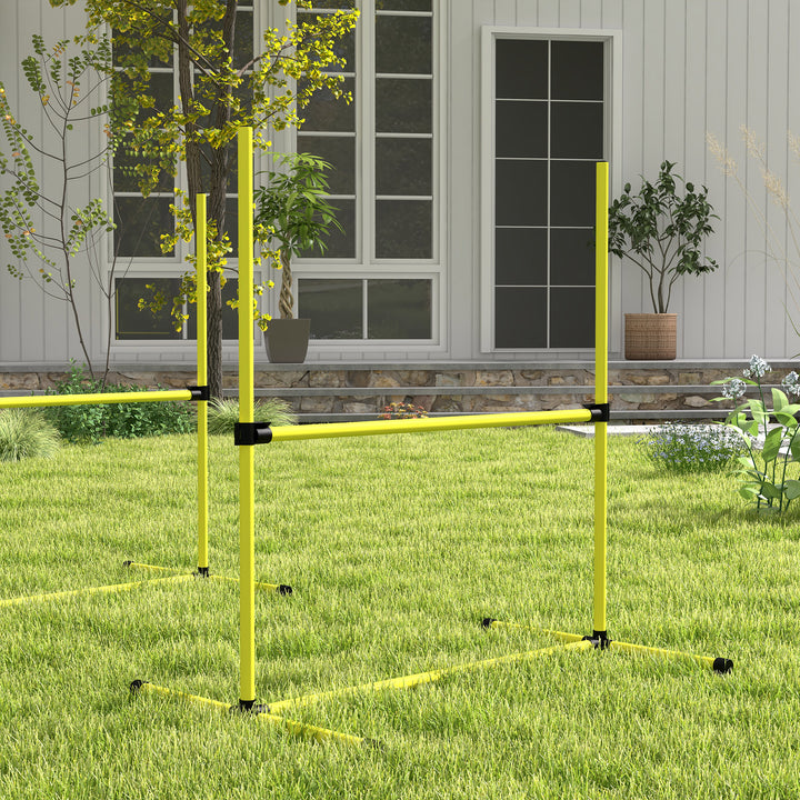 4 Pieces Dog Agility Training Equipment, Adjustable Height Jumps Hurdle with Carrying Bag for Outdoor, Yellow