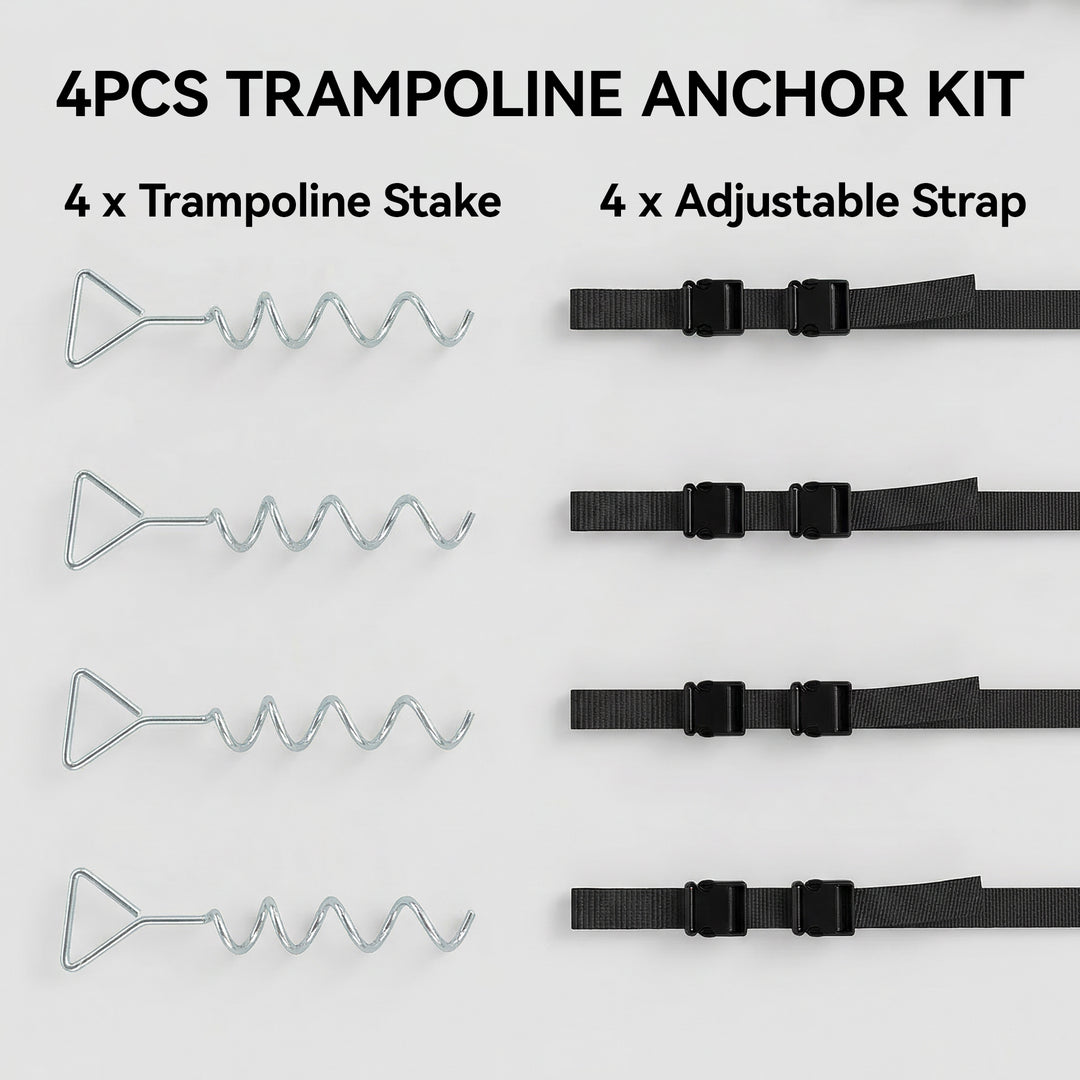 4Pcs Trampoline Anchor Kit, 32 cm Galvanised Trampoline Stakes, Spiral