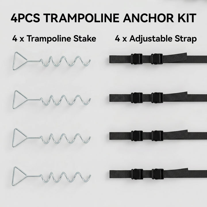 4Pcs Trampoline Anchor Kit, 32 cm Galvanised Trampoline Stakes, Spiral