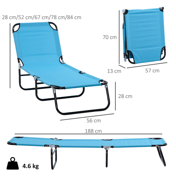 MCL Garden Sun Lounger, with Five-Position Back - Light Blue