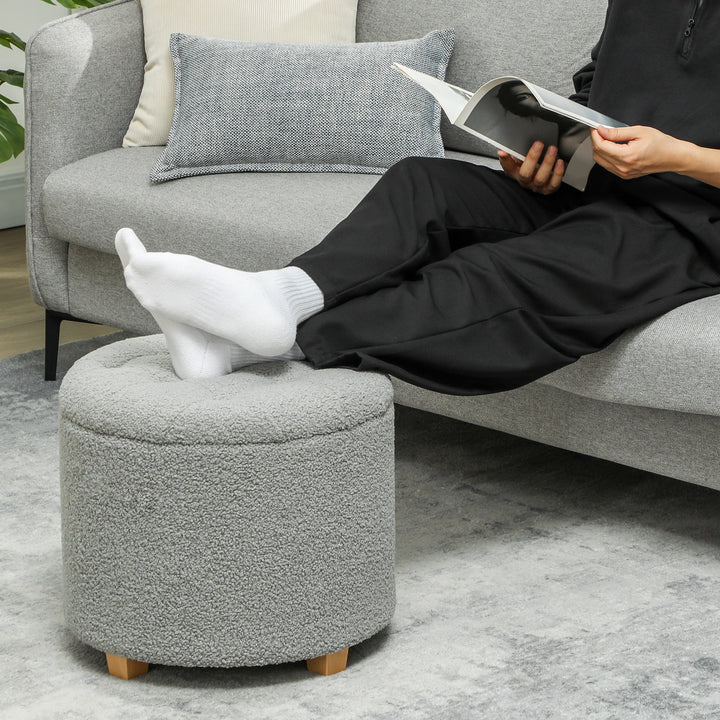 40.5L Teddy Fleece Storage Ottoman - Grey