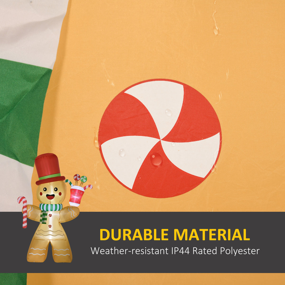 7.5ft Christmas Inflatable Gingerbread Man with Candy Cane and LED Lights, Blow-Up Outdoor LED Garden Display for Lawn, Party