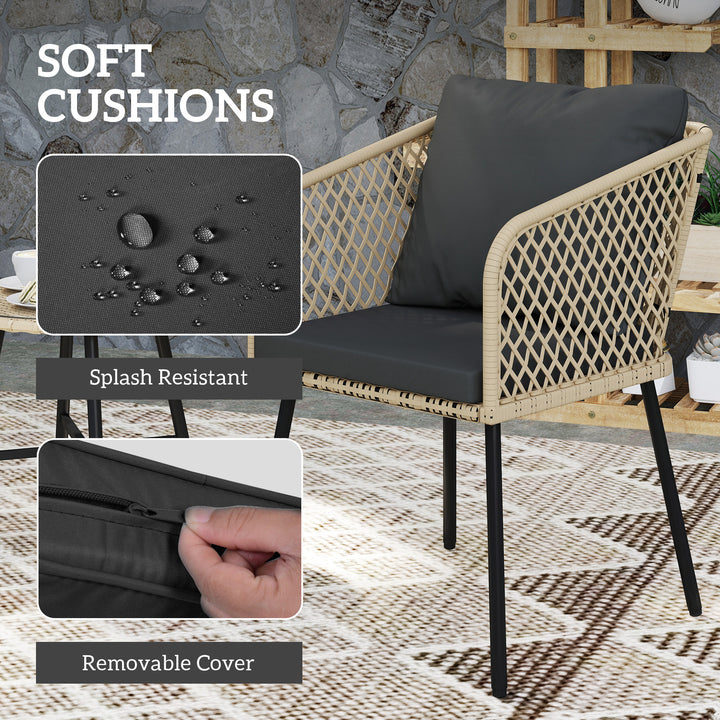 Three-Piece Cut-Out Rattan Chair and Table Set - Brown/Black