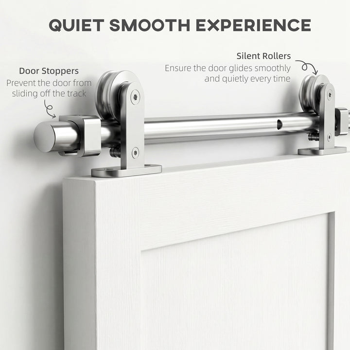Sliding Door Hardware Kit Smooth Quiet 304 Stainless Steel for 200cm T