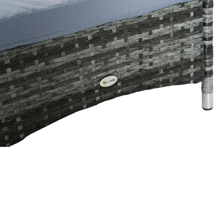 MCL 2PC Rattan Sun Lounger Recliner Bed Reclining Chair Patio Garden Outdoor Wicker Weave Adjustable Headrest with Fire Retardant Cushion – Grey