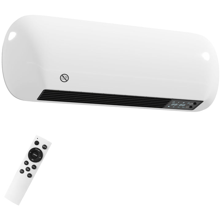 HOMCOM 2000W Ceramic Electric Heater with Fan, Adjustable Thermostat, Wall Mounted