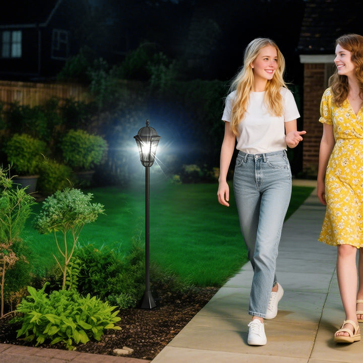 2 PCS 1.3M Garden Solar Lamp Post Lights Solar Powered LED Lantern Patio Pathway Walkway Outdoor Water-Resist Auto Switch 6 Hours Black
