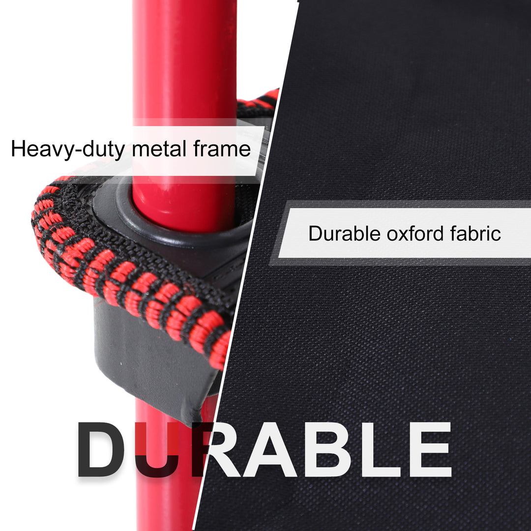 Folding Fishing Camping Chair Portable Picnic Armchair Director Seat Oxford Metal Frame with Cup Holder, Phone Pocket - Red