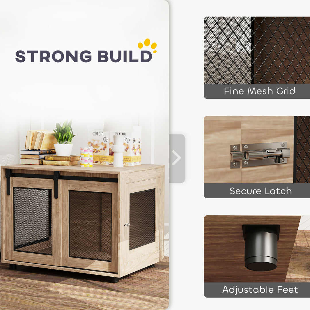 Dog Crate Furniture with Sliding Door for Medium Dogs, Brown