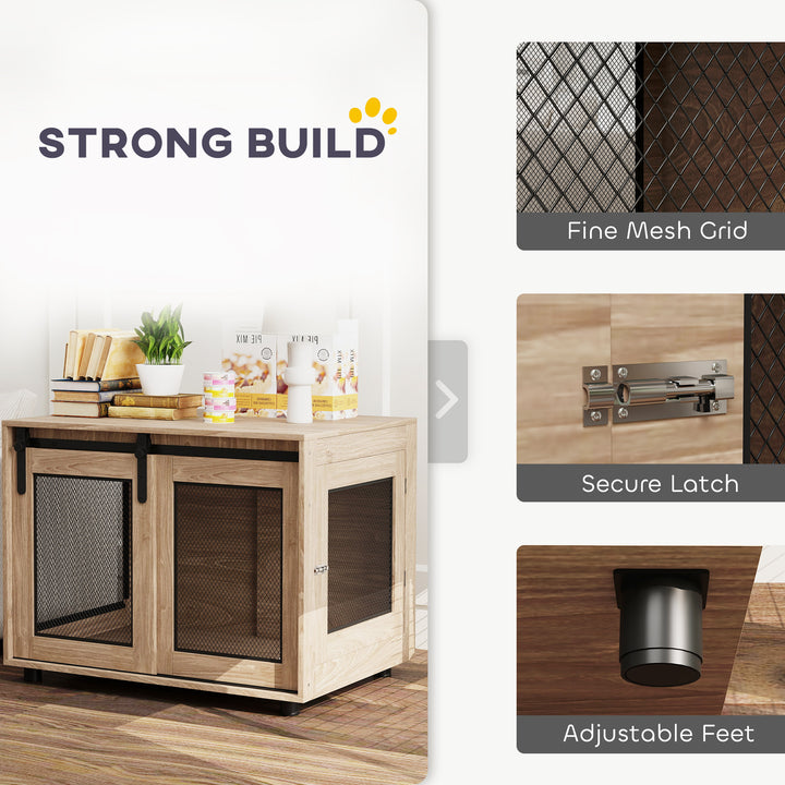 Dog Crate Furniture with Sliding Door for Medium Dogs, Brown
