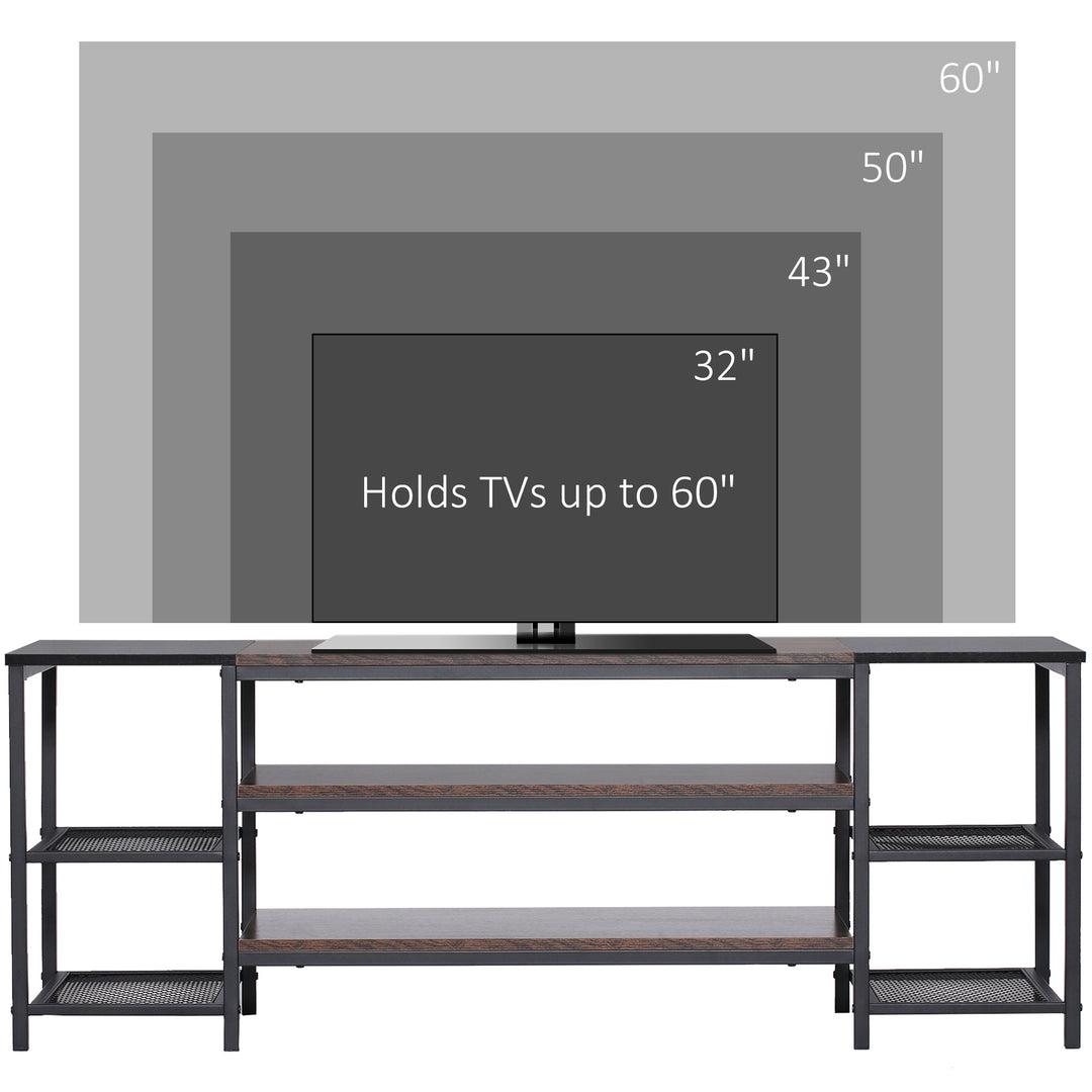 MCL TV Unit Cabinet for TVs up to 60 Inches, Industrial TV Stand with Storage Shelves for Living Room, Brown and Black