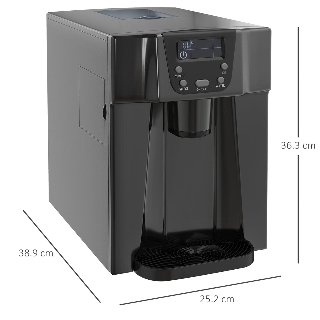 HOMCOM Ice Maker Machine and Water Dispenser, Counter Top Ice Cube Maker w/ 3L Tank, Adjustable Cube Size, 9 Ice Cubes per 6