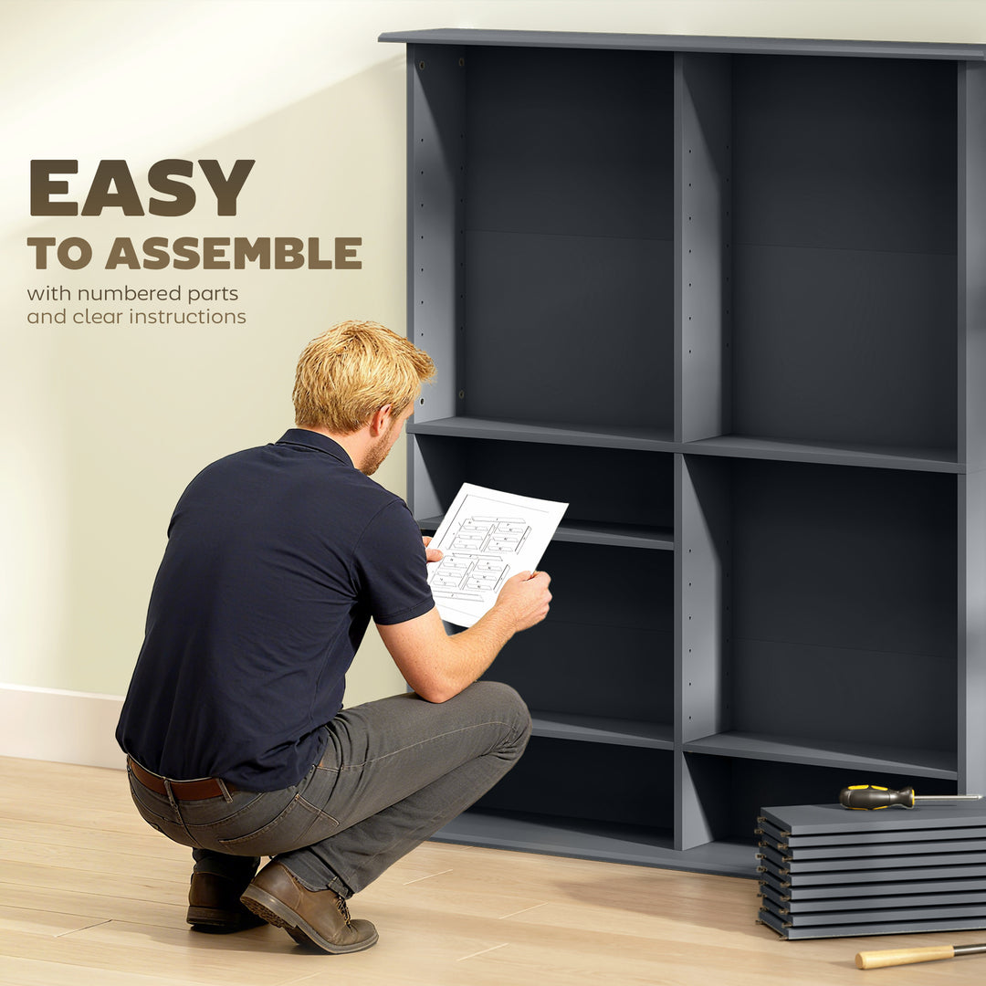 16-Compartment Media Shelf - Grey