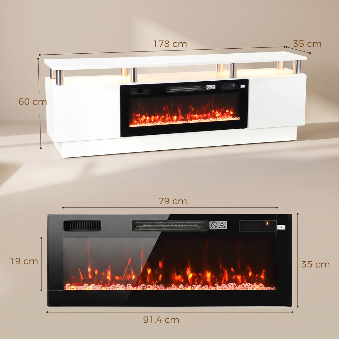Electric Fireplace TV Stand for 80" TVs, 1800W LED Light - view 3