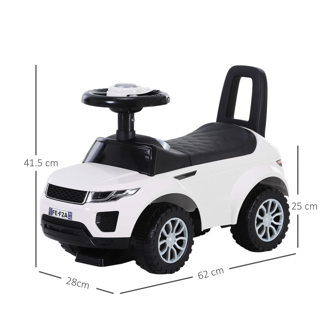 MCL 3-in-1 Ride On Car Foot To Floor Slider Toddler w/ Horn Steering Wheel NO POWER Manual Under Seat Storage Safe Design for 1-3 Year Old White