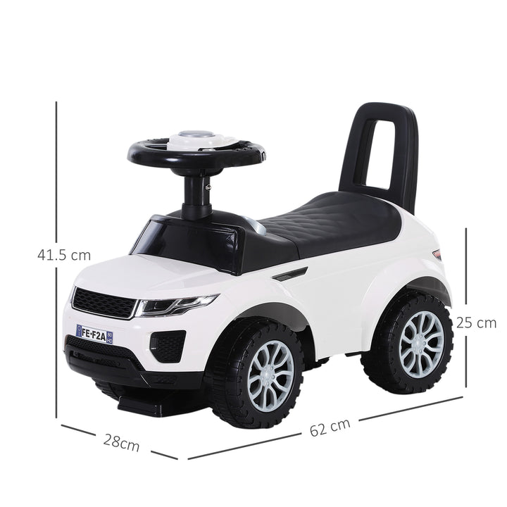 MCL 3-in-1 Ride On Car Foot To Floor Slider Toddler w/ Horn Steering Wheel NO POWER Manual Under Seat Storage Safe Design for 1-3 Year Old White