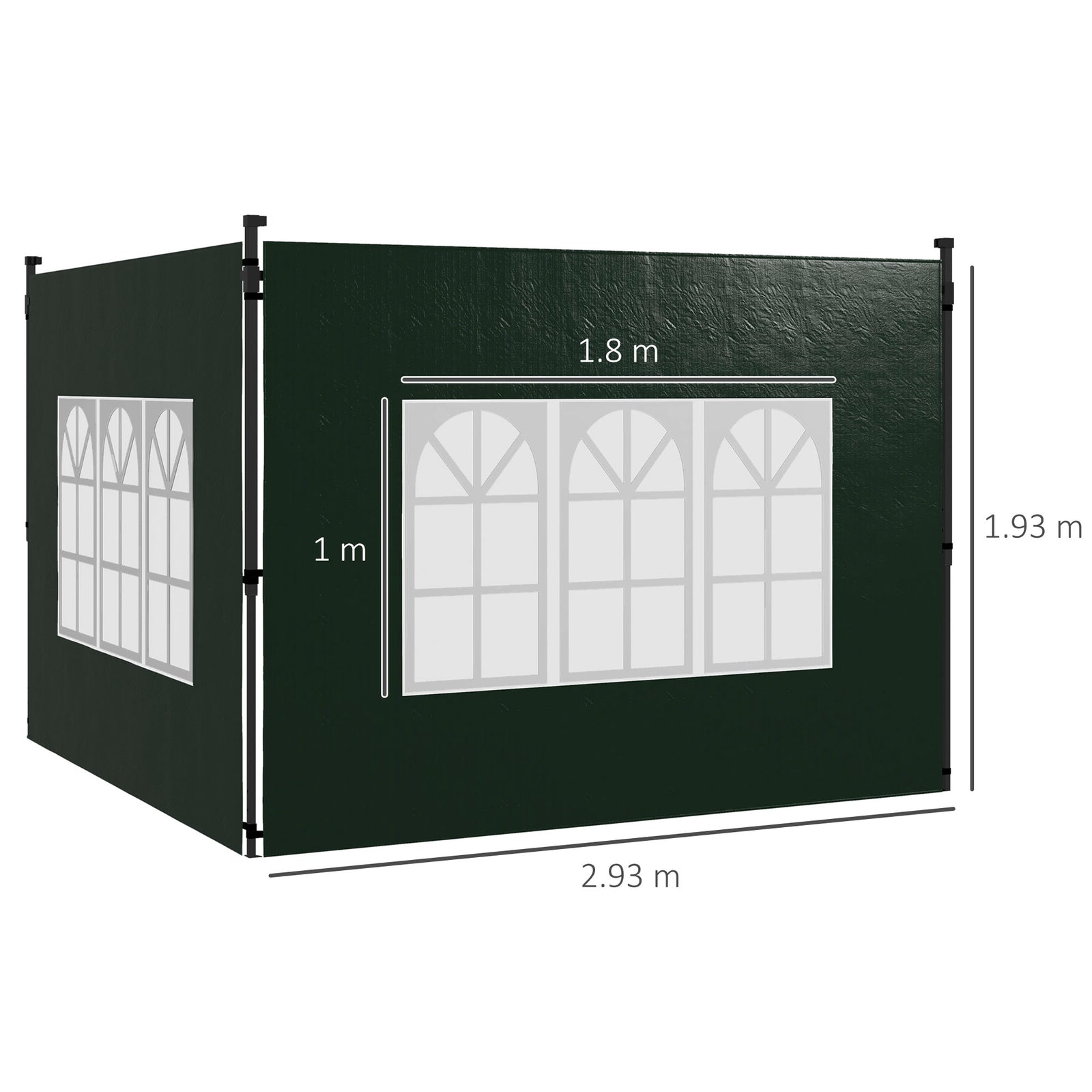Set of Two 3 x 3m Gazebo Frame Replacement Walls - Green
