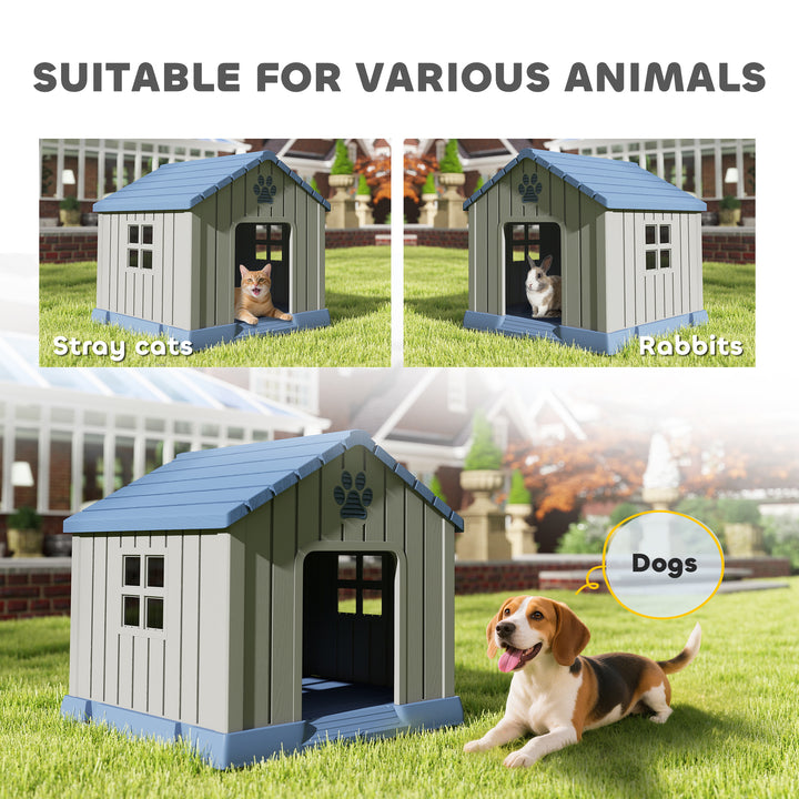 Dog Kennel Outdoor for Medium Dogs, Waterproof Plastic Dog House for Garden, Patio, 85 x 79 x 82 cm