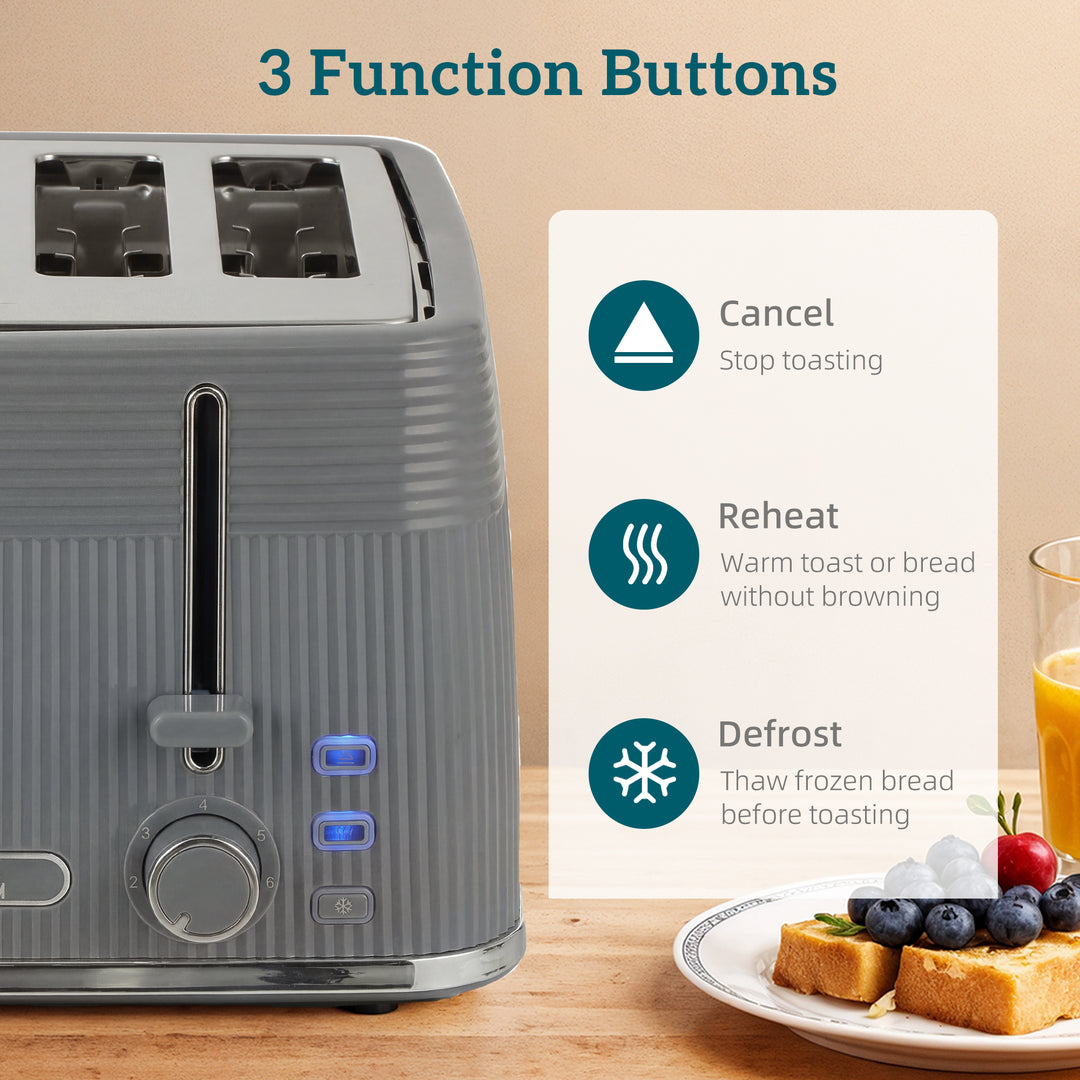 4 Slice Toaster with 7 Browning Levels, Bread Toaster with Removable C