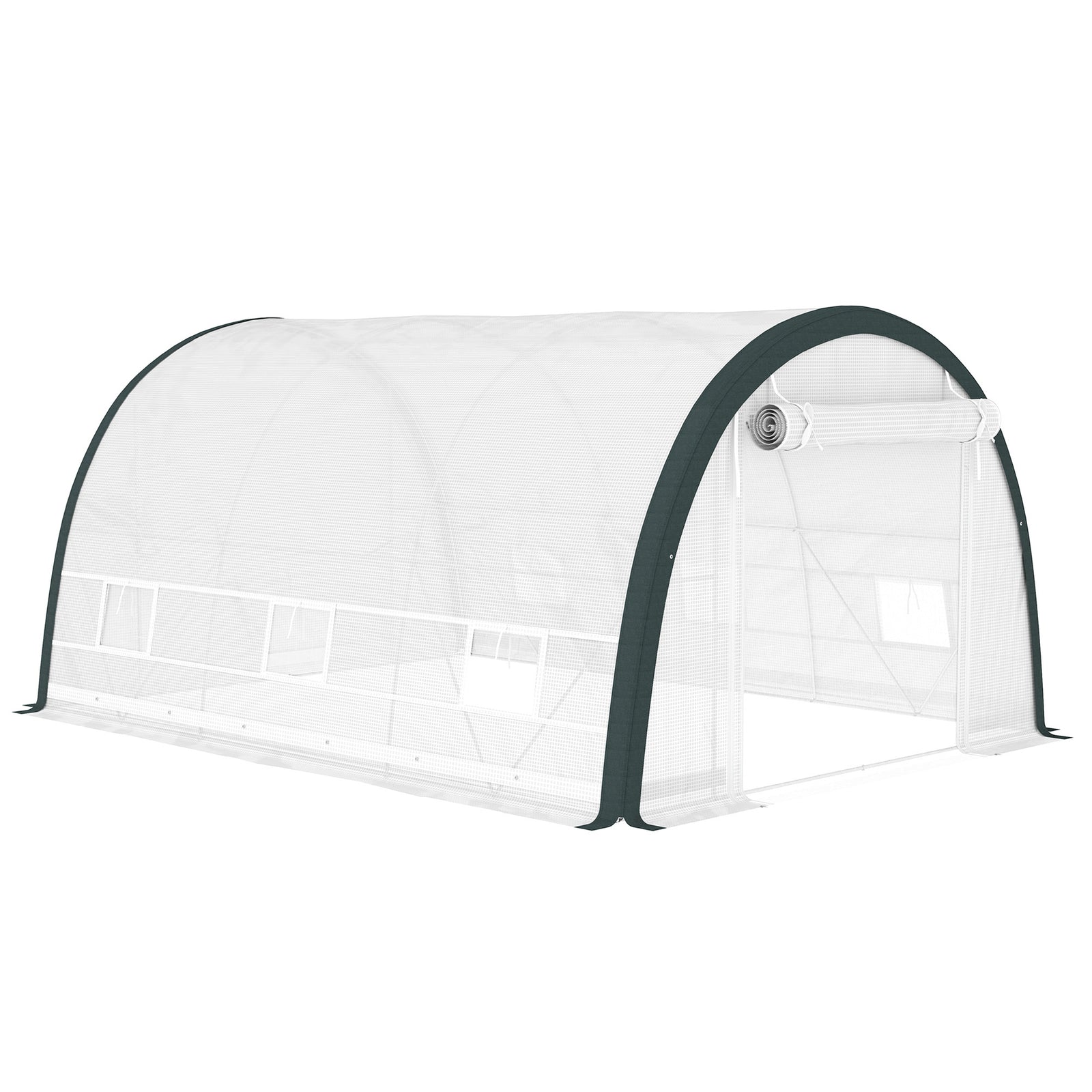 4 x 3(m) Walk-In Tunnel Greenhouse, with Accessories - White