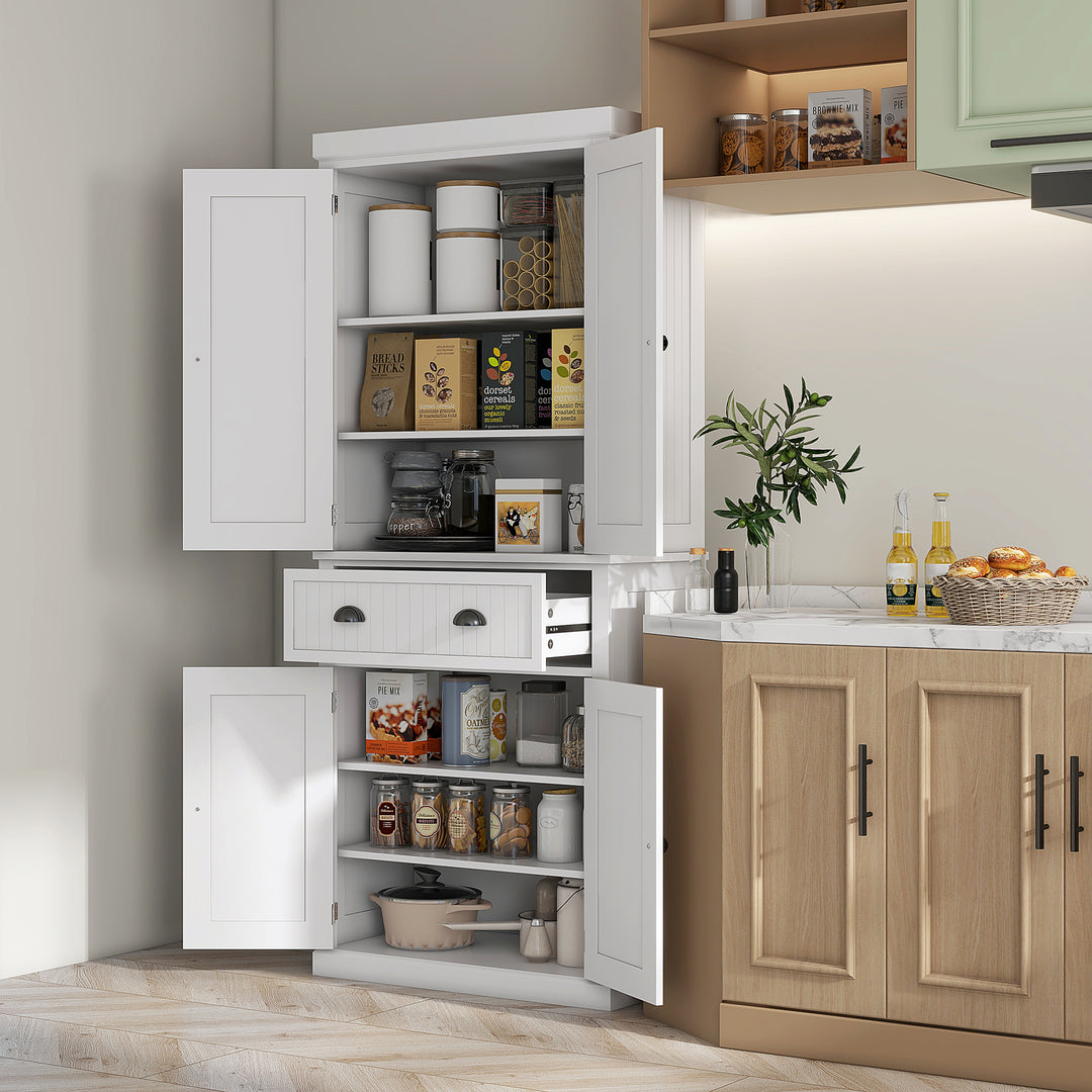 Freestanding Multi-Storage Kitchen Cabinet - White