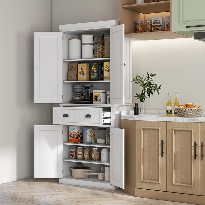 Freestanding Multi-Storage Kitchen Cabinet - White