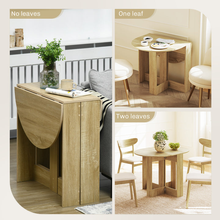 Space-saving Drop Leaf Table, Folding Dining Table for Small Space, Kitchen, Dining Room, Oak