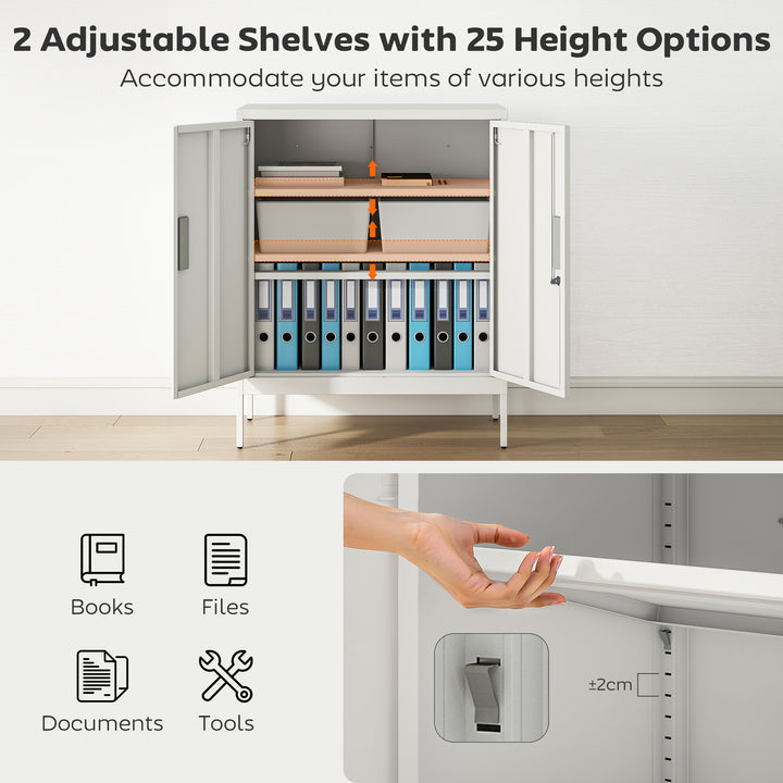 Metal Storage Cabinet with Lock and Adjustable Shelves