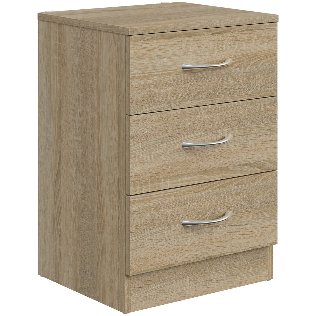 MCL Three-Drawer Simple Bedside Table - Oak