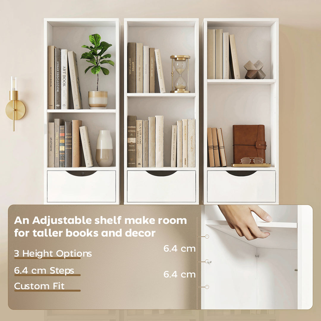 Bookcase with Drawers Adjustable Shelf Bookshelf with 2 Drawers and Ca